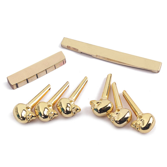 UNIVERSAL FIT Brass NUT / SADDLE/Bridge pins  Set for Acoustic Guitar