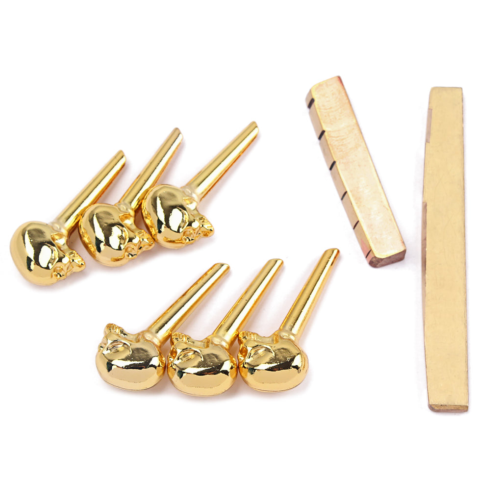 UNIVERSAL FIT Brass NUT / SADDLE/Bridge pins  Set for Acoustic Guitar