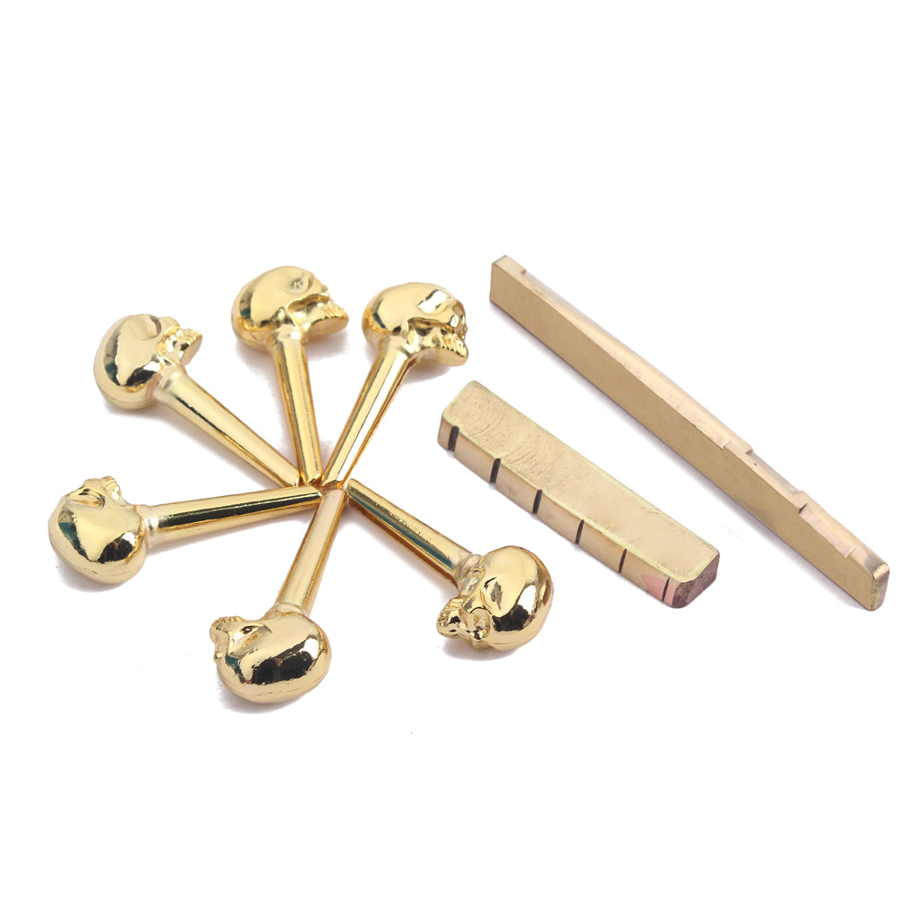 UNIVERSAL FIT Brass NUT / SADDLE/Bridge pins  Set for Acoustic Guitar