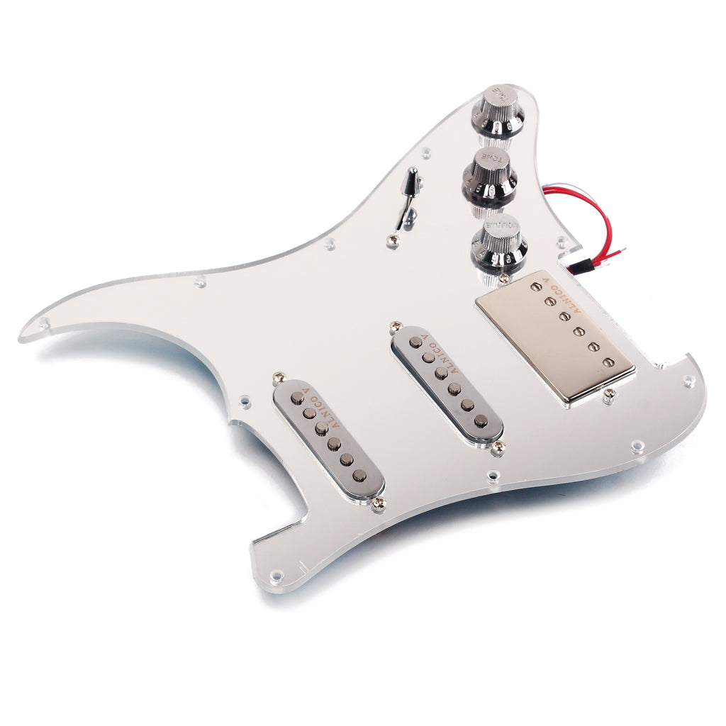 Loaded Prewired Mirror Pickguard Set SSH Alnico Dual Rail Humbucker for Fender Strat ST Electric Guitar Replacement