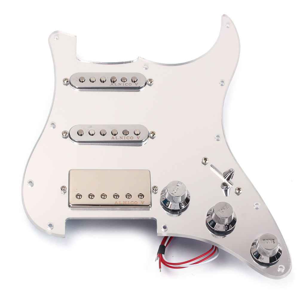 Loaded Prewired Mirror Pickguard Set SSH Alnico Dual Rail Humbucker for Fender Strat ST Electric Guitar Replacement