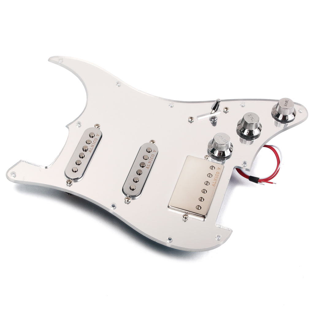 Loaded Prewired Mirror Pickguard Set SSH Alnico Dual Rail Humbucker for Fender Strat ST Electric Guitar Replacement