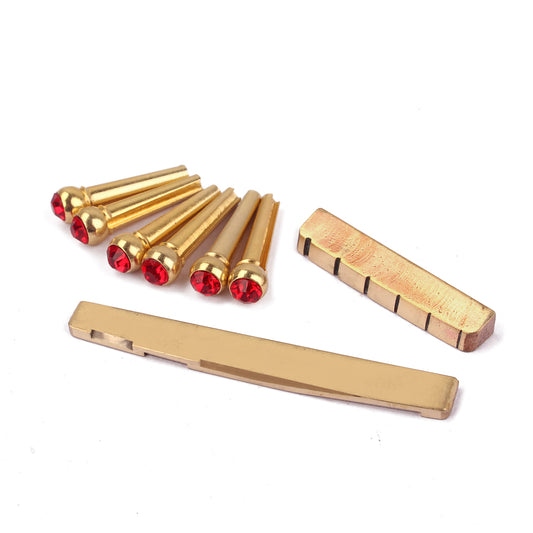 Bridge pins and Brass NUT / SADDLE Set for Acoustic Guitar