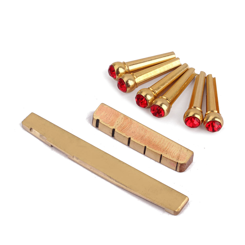 Bridge pins and Brass NUT / SADDLE Set for Acoustic Guitar