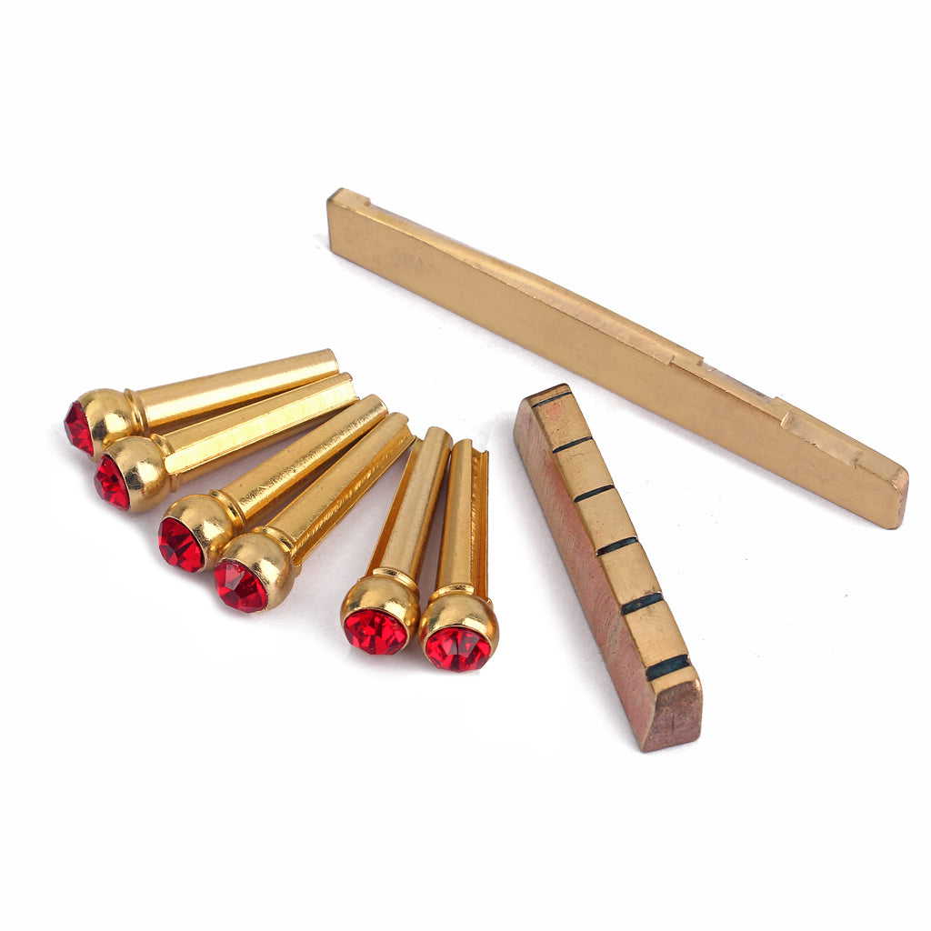 Bridge pins and Brass NUT / SADDLE Set for Acoustic Guitar