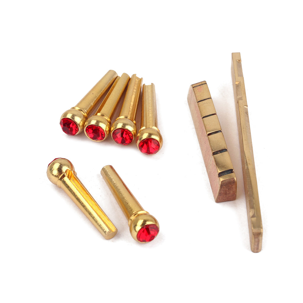 Bridge pins and Brass NUT / SADDLE Set for Acoustic Guitar