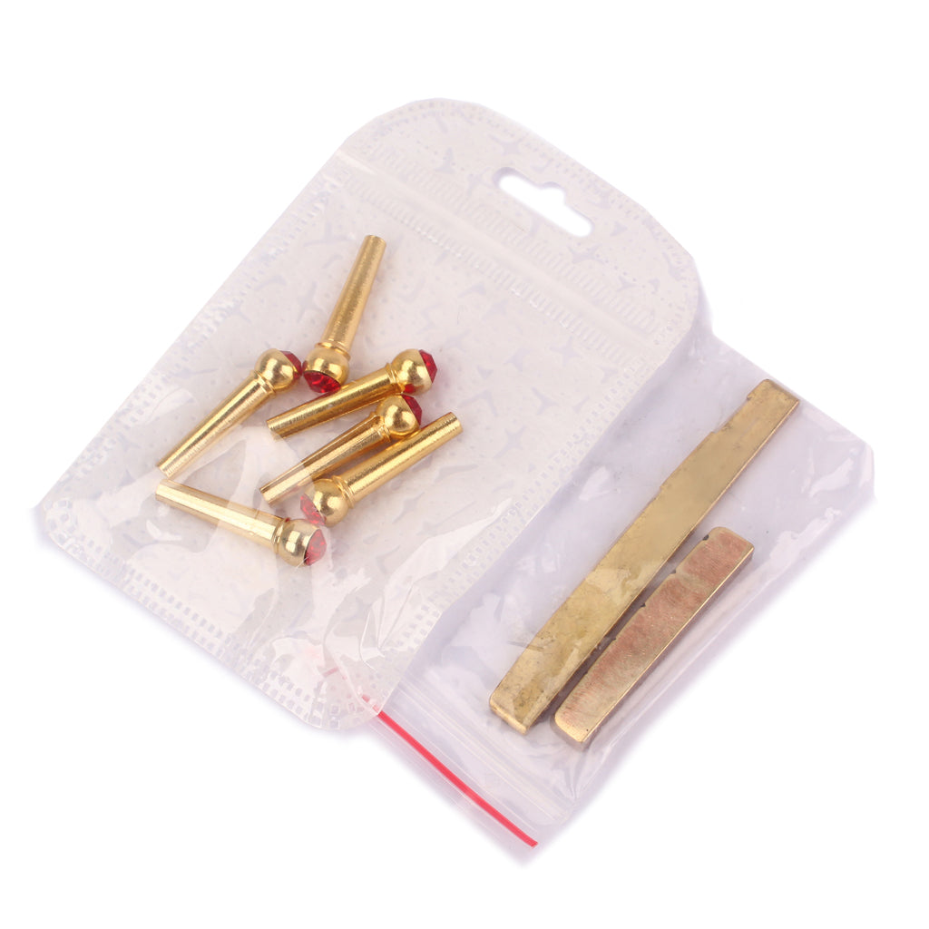 Bridge pins and Brass NUT / SADDLE Set for Acoustic Guitar