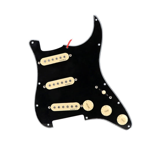 Loaded Prewired Guitar Pickguard SSS Set Alnico 5 Pickups Fit Strat Style Electric Guitars,Black