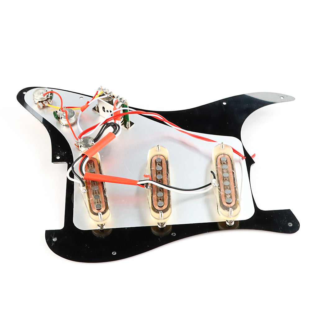 Loaded Prewired Guitar Pickguard SSS Set Alnico 5 Pickups Fit Strat Style Electric Guitars,Black