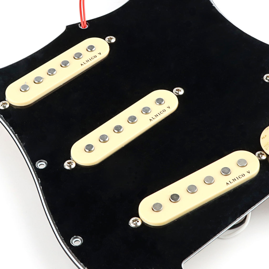 Loaded Prewired Guitar Pickguard SSS Set Alnico 5 Pickups Fit Strat Style Electric Guitars,Black