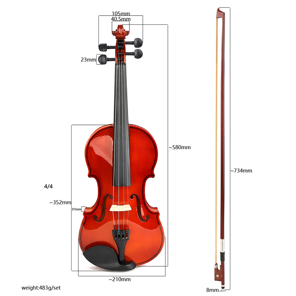 4/4 Full Size Basswood Violin With Bow Case and Rosin For Violin Beginner