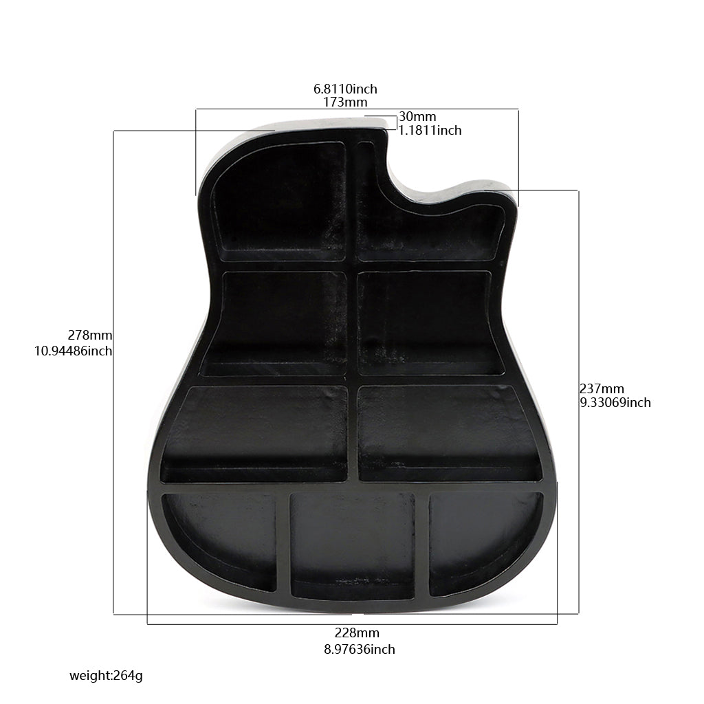 Wood Guitar Pick Holder 9 Compartment Multi-Functional Storage Box for Guitar Accessory Black