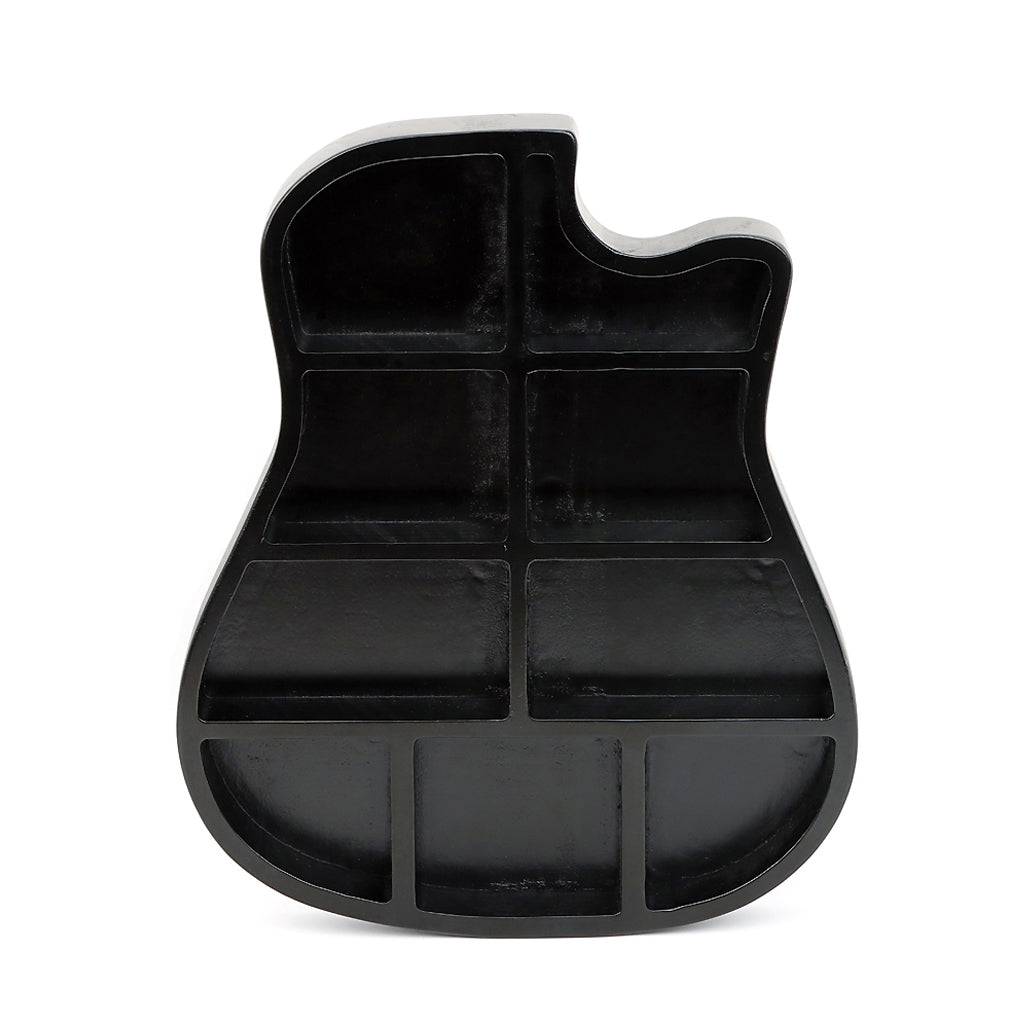 Wood Guitar Pick Holder 9 Compartment Multi-Functional Storage Box for Guitar Accessory Black