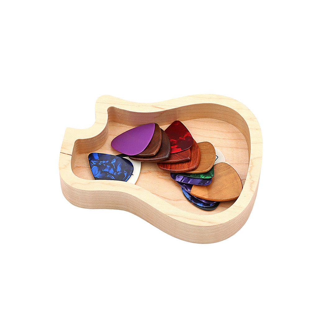 Guitar Wood Picks Box Guitar Shaped Guitar Pick Storage Plectrum Container for Guitar Standard Picks