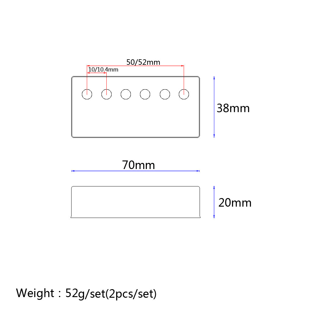 2pcs/set Metal Guitar Humbucker Pickup Cover 50 / 52mm for LP Guitar Gold