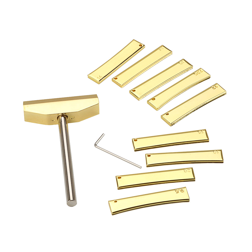 Guitar Fingerboard Fret Press Caul with 9Pcs Brass Radian Fret Inserts for Guitar Luthier Tool,Gold