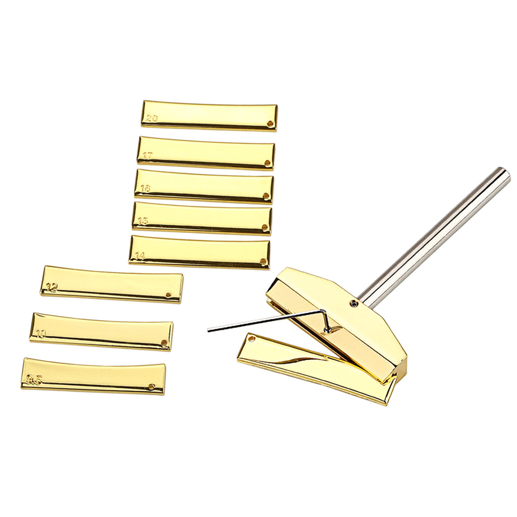 Guitar Fingerboard Fret Press Caul with 9Pcs Brass Radian Fret Inserts for Guitar Luthier Tool,Gold