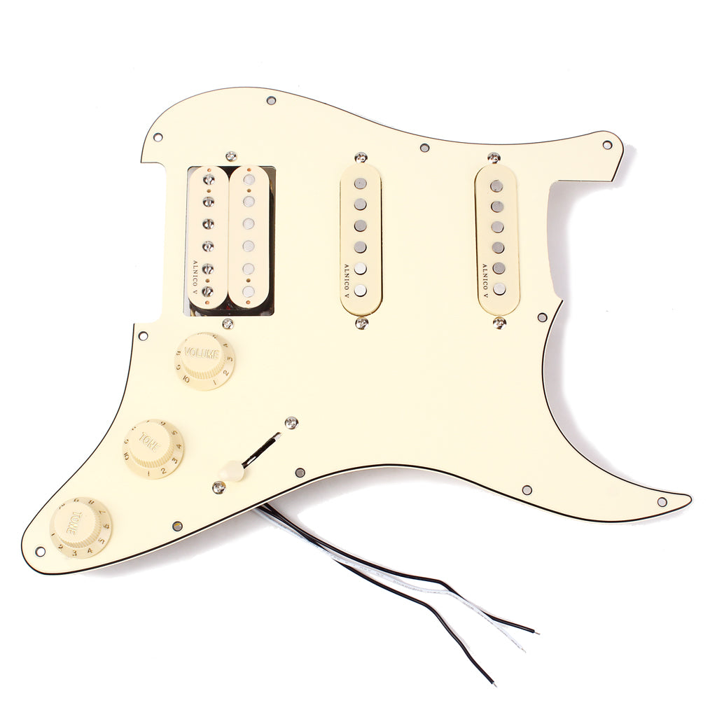 SSH Cream Loaded Prewired Electric Guitar Pickguard   ALNICO  V Pickup for FD ST Style Guitar