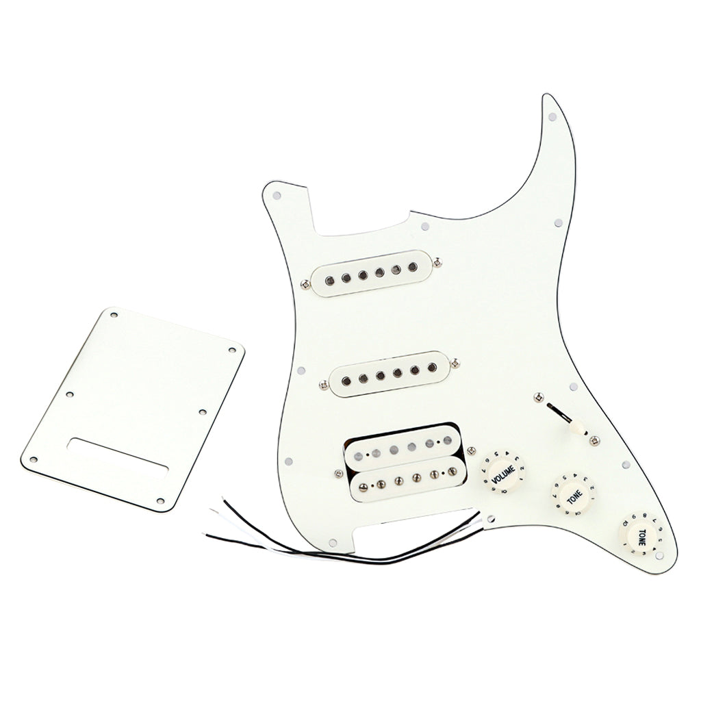 SSH Loaded Prewired Guitar Strat Pickguard Humbucker Pickups Set for Fender Stratocaster Electric Guitar,3Ply Aged White