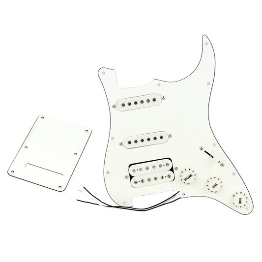 SSH Loaded Prewired Guitar Strat Pickguard Humbucker Pickups Set for Fender Stratocaster Electric Guitar,3Ply Aged White