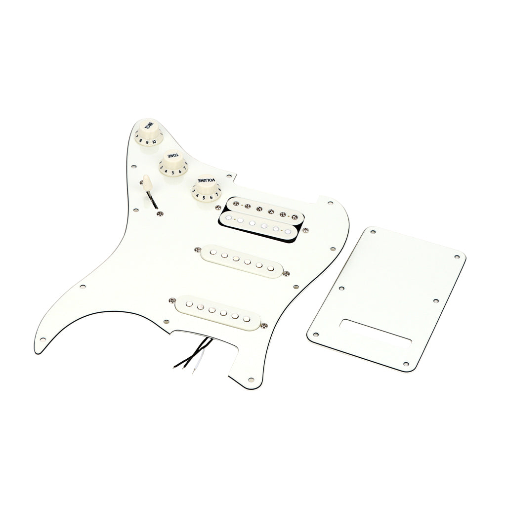 SSH Loaded Prewired Guitar Strat Pickguard Humbucker Pickups Set for Fender Stratocaster Electric Guitar,3Ply Aged White