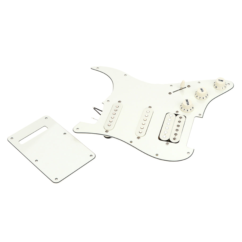 SSH Loaded Prewired Guitar Strat Pickguard Humbucker Pickups Set for Fender Stratocaster Electric Guitar,3Ply Aged White