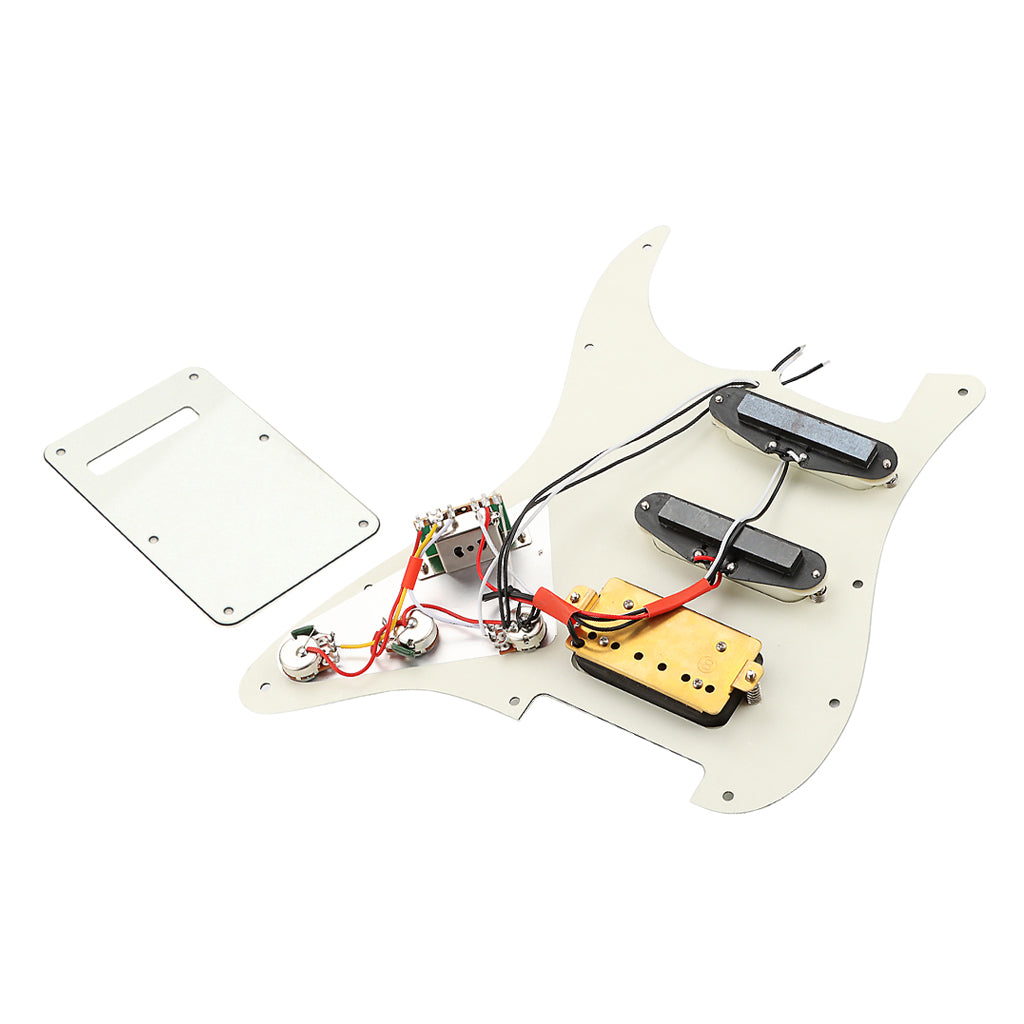 SSH Loaded Prewired Guitar Strat Pickguard Humbucker Pickups Set for Fender Stratocaster Electric Guitar,3Ply Aged White