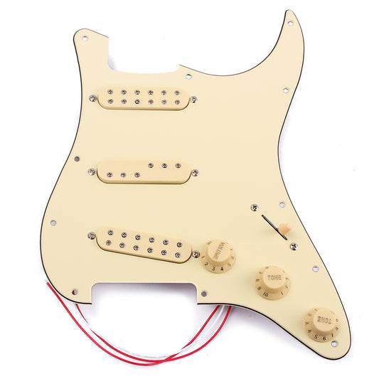 3-ply Loaded Prewired Pickguard -Beige Pearl Pre-wired pickguard / pickup set for Strat