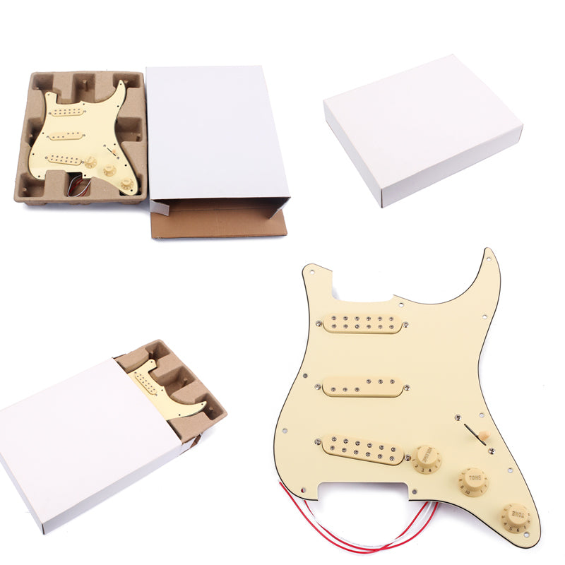 3-ply Loaded Prewired Pickguard -Beige Pearl Pre-wired pickguard / pickup set for Strat