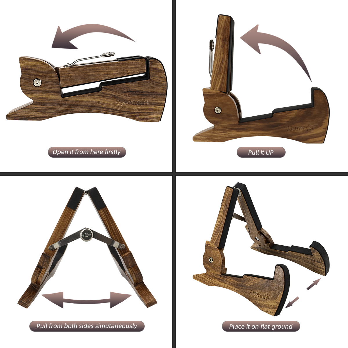 Wooden A-Frames Adjustable Floor Guitar Holder Universal Folding Guitar Bass Floor Stand Stable Instrument