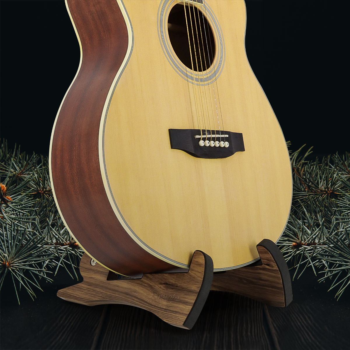 Wooden A-Frames Adjustable Floor Guitar Holder Universal Folding Guitar Bass Floor Stand Stable Instrument