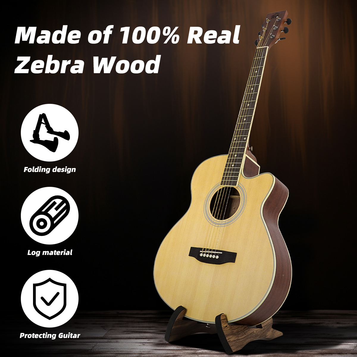 Wooden A-Frames Adjustable Floor Guitar Holder Universal Folding Guitar Bass Floor Stand Stable Instrument