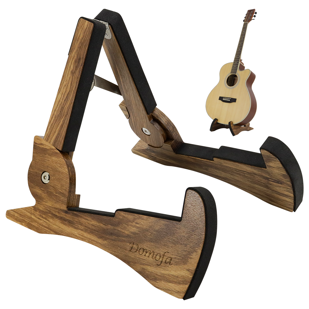 Wooden A-Frames Adjustable Floor Guitar Holder Universal Folding Guitar Bass Floor Stand Stable Instrument