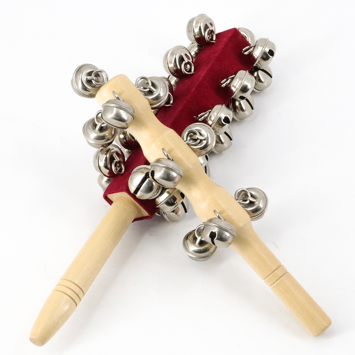 2Pcs Hand Jingle Bells Wooden Handle Sleigh Bell Percussion Musical Bell Instruments for Kids Handheld Bells Toys