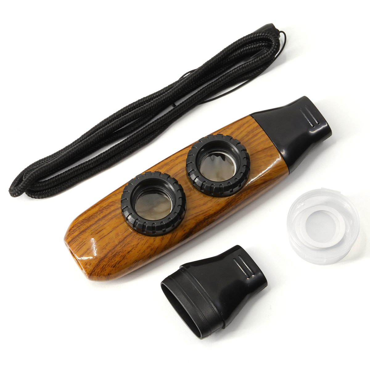 Dual Hole Kazoo Adjustable Kazoo Flute with Diaphragm for Guitars and Violins Performance (Wood Color)