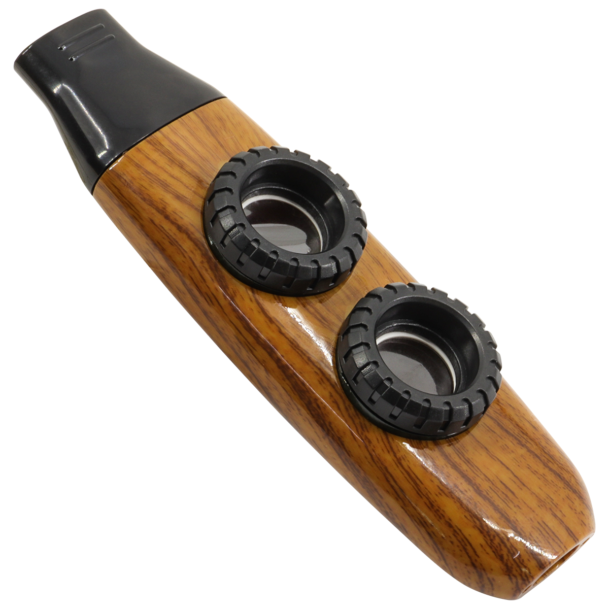 Dual Hole Kazoo Adjustable Kazoo Flute with Diaphragm for Guitars and Violins Performance (Wood Color)