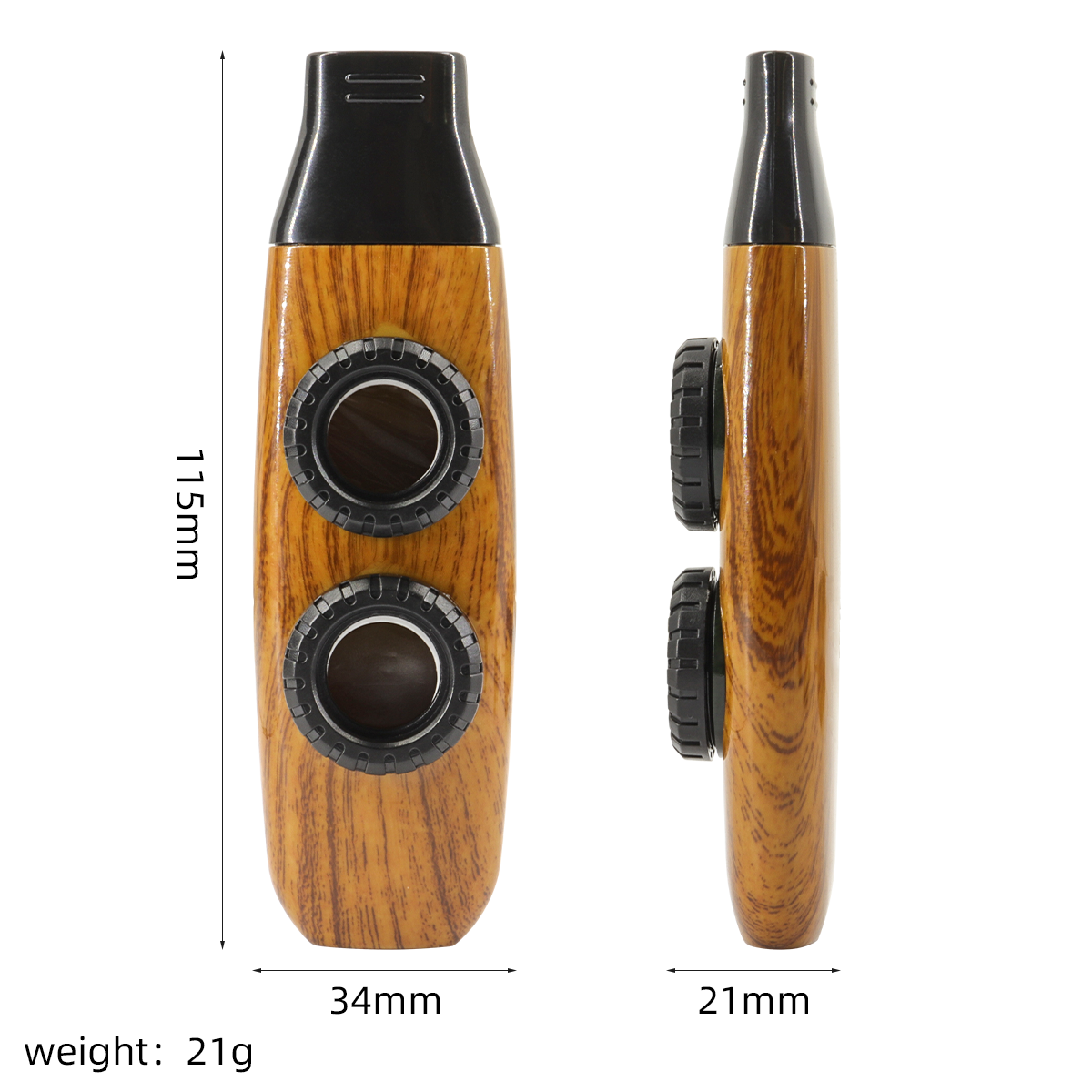 Dual Hole Kazoo Adjustable Kazoo Flute with Diaphragm for Guitars and Violins Performance (Wood Color)