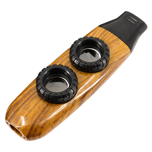 Dual Hole Kazoo Adjustable Kazoo Flute with Diaphragm for Guitars and Violins Performance (Wood Color)