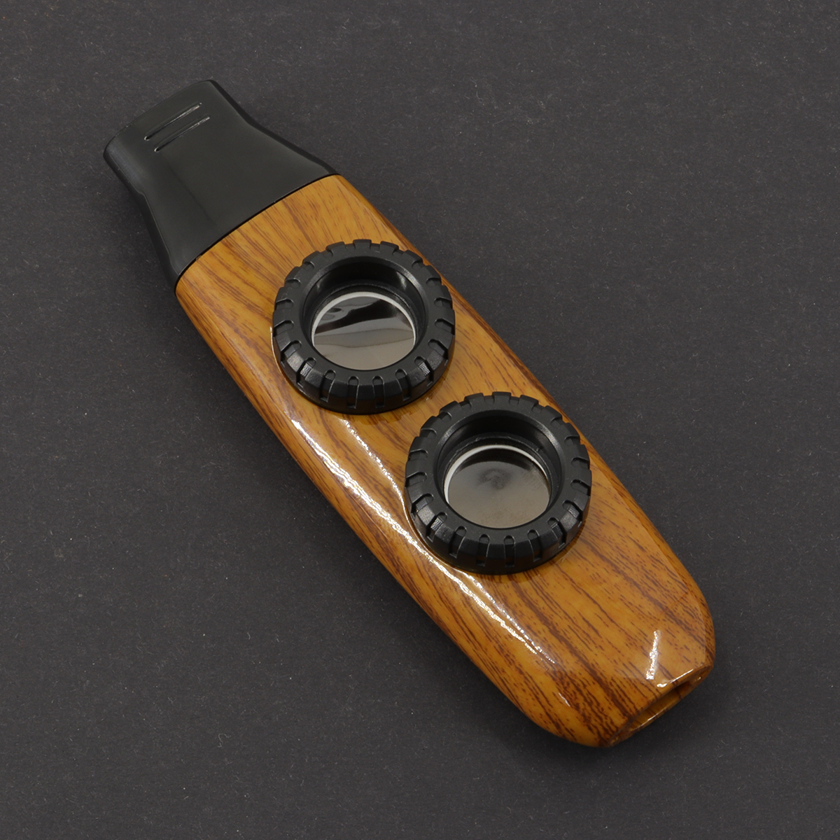 Dual Hole Kazoo Adjustable Kazoo Flute with Diaphragm for Guitars and Violins Performance (Wood Color)