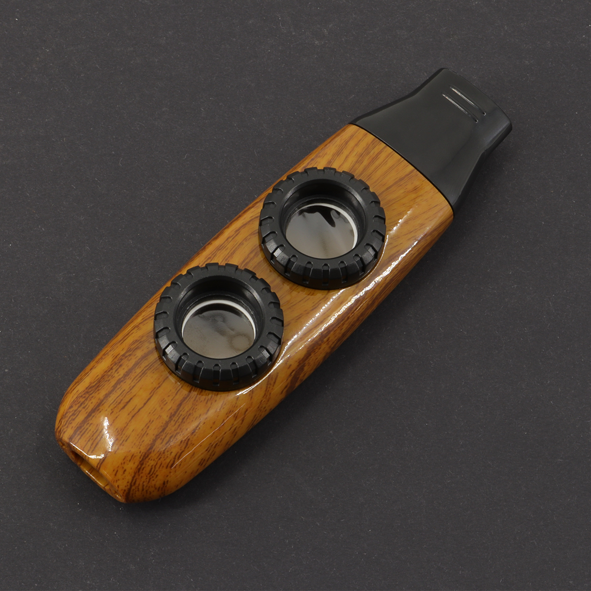 Dual Hole Kazoo Adjustable Kazoo Flute with Diaphragm for Guitars and Violins Performance (Wood Color)