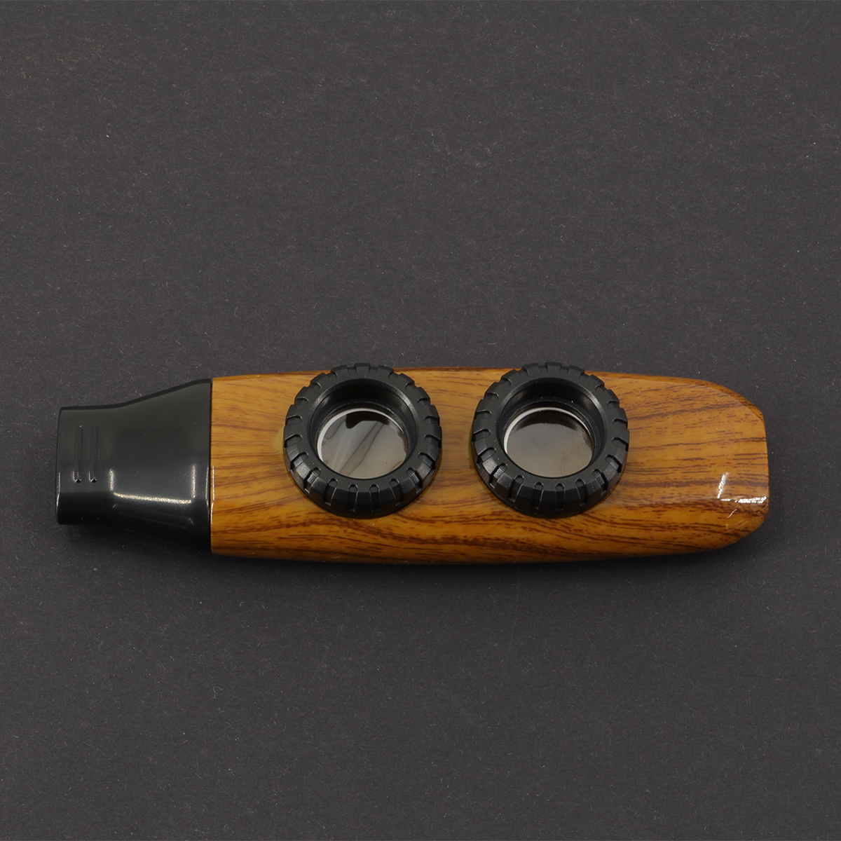 Dual Hole Kazoo Adjustable Kazoo Flute with Diaphragm for Guitars and Violins Performance (Wood Color)