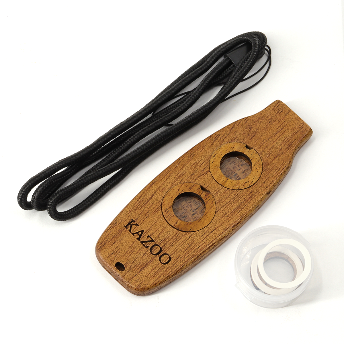 Dual Hole Kazoo Wood Kazoo Flute with Diaphragm for Guitars and Violins Performance