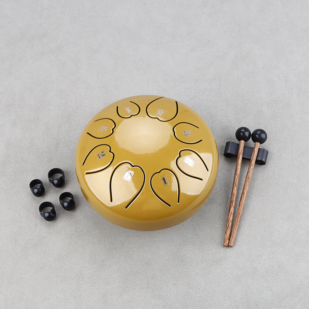 Steel Tongue Drum 6 Inch 8 Tone Key Lotus Empty Lotus Drum Muscial Instrument Accessories With Drum Mallets Carry Bag