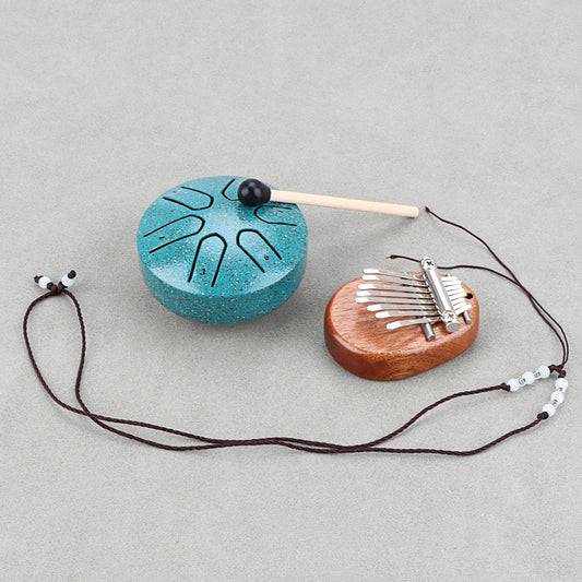 3 Inch 6-Tone Steel Tongue Drum Mini Hand Pan Drums with Drumsticks and 8 Keys Mini Kalimba Thumb Piano for Percussion Musical Instruments