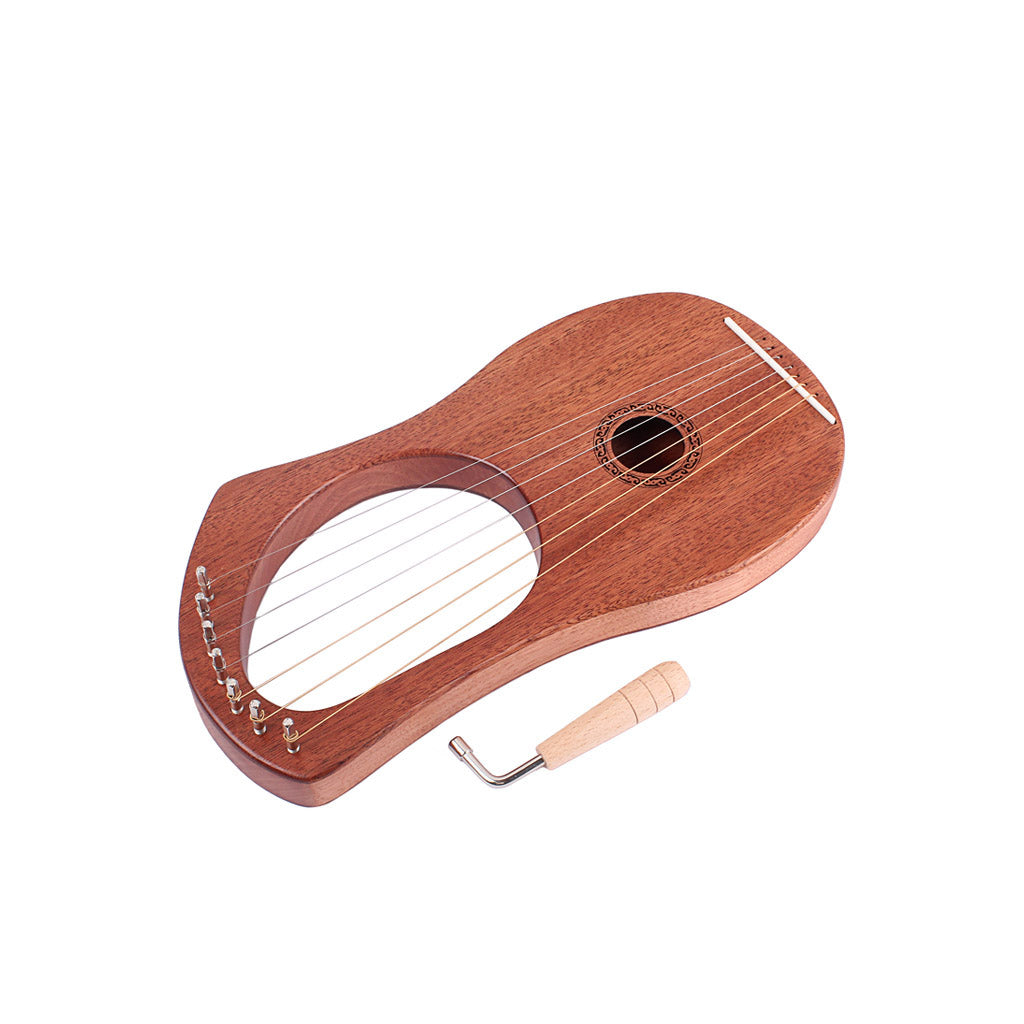 Ogdni Mahogany single-board Lyre Harp 7 String Harp Portable Small Harp with Durable String Musical Instrument Stable Sound Quality Harp