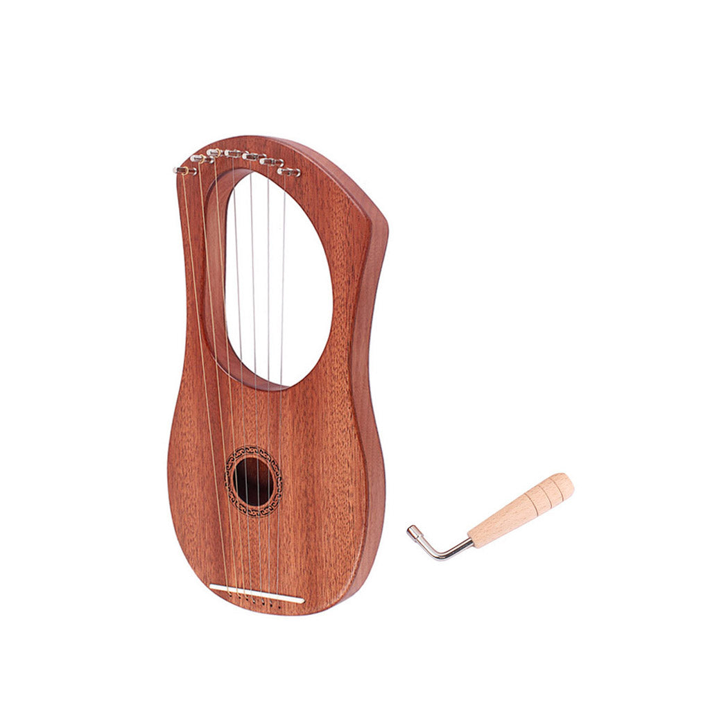 Ogdni Mahogany single-board Lyre Harp 7 String Harp Portable Small Harp with Durable String Musical Instrument Stable Sound Quality Harp