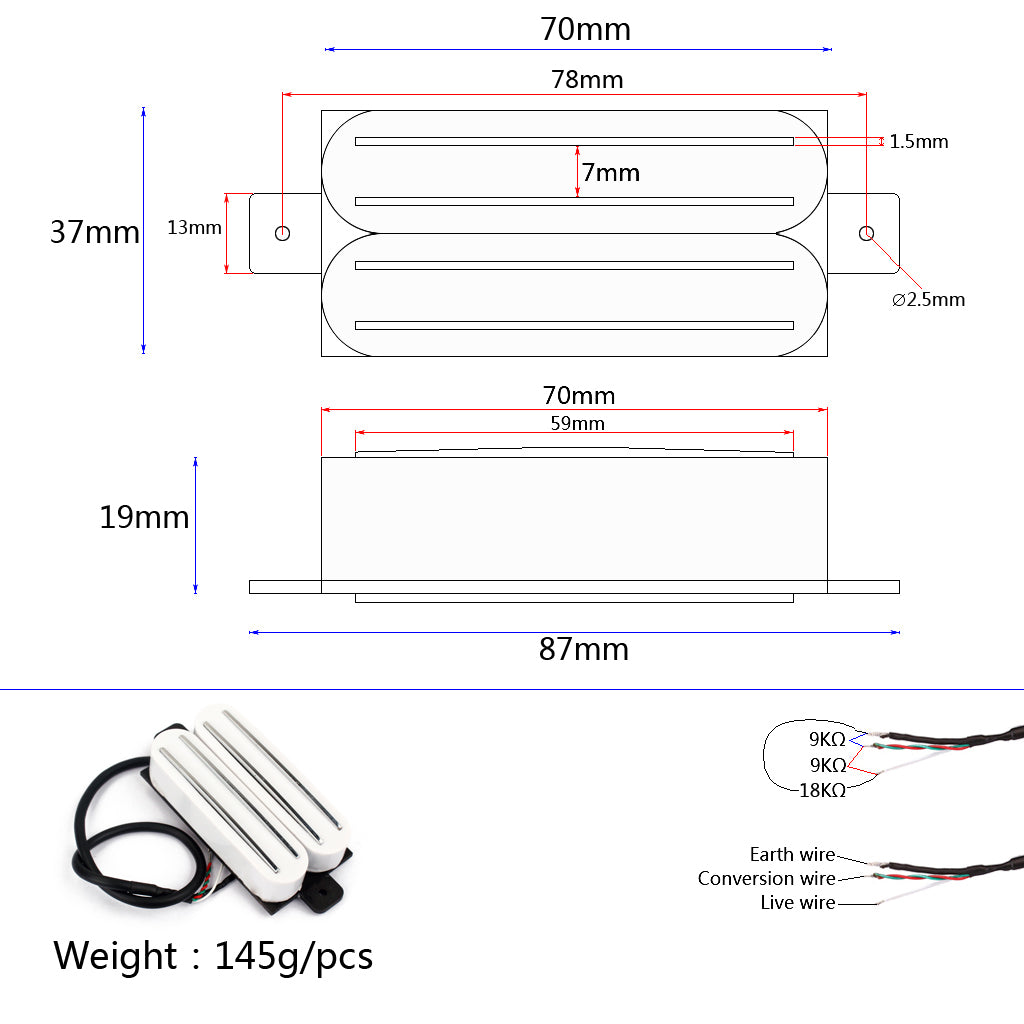 transparent-Belcat-Guitar-Hot-Rails-Pickup-for-ST-Parts-Ferrite-Mini-Humbucker