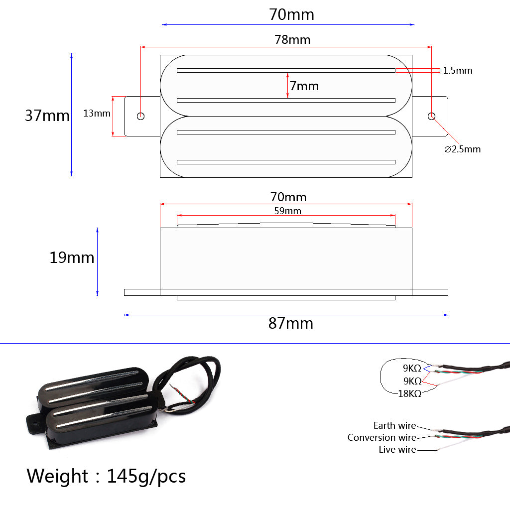 Belcat-Guitar-Hot-Rails-Pickup-for-ST-Parts-Ferrite-Mini-Humbucker