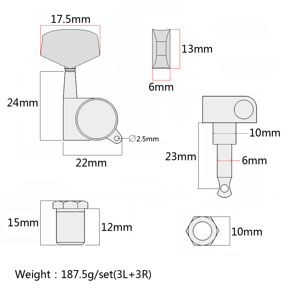 Tuning Machine Heads, YIFAN Guitar tuning Pegs Parts 6pcs