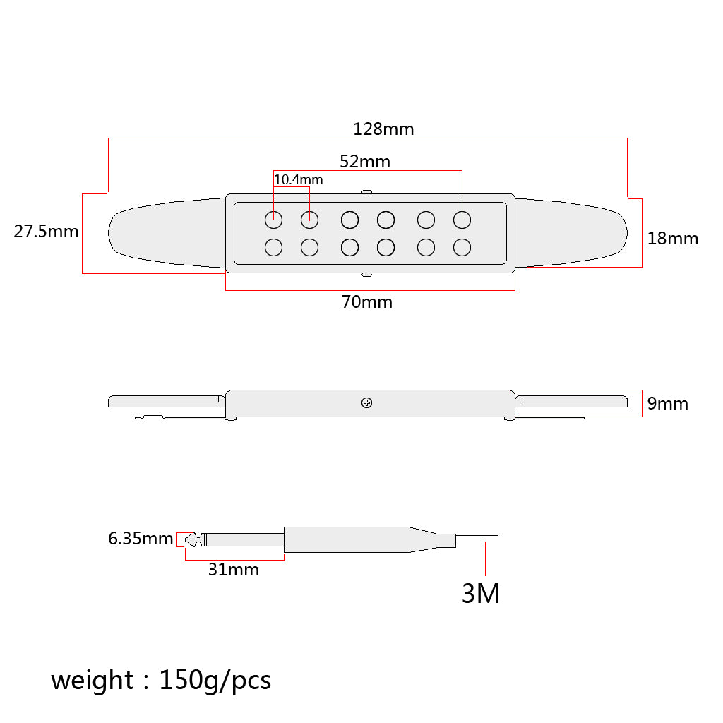 12 Hole Guitar Pickup With Microphone Wire